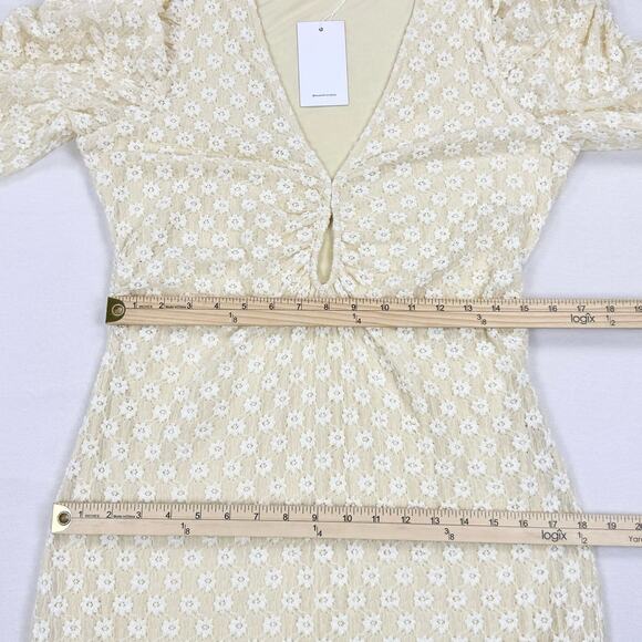 Revolve Lovers and Friends Womens Zoey Lace Midi Dress Large Ivory Cream - Picture 15 of 16